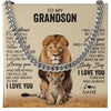 Cuban Link Chain Necklace Stainless Steel | 1 | Personalized To My Grandson Necklace From Grandpa Papa Sometimes It's Hard Lion Grandson Gift Birthday Jewelry Christmas Customized Gift Box Message Card | teecentury