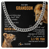 Cuban Link Chain Necklace Stainless Steel | 1 | Personalized To My Grandson Necklace From Papa Grandpa You Will Never Lose Lion Grandson Birthday Gifts Graduation Christmas Customized Gift Box Message Card | teecentury