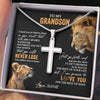 Stainless Cross Necklace Stainless Steel | 2 | Personalized To My Grandson Necklace From Papa Grandpa You Will Never Lose Lion Grandson Birthday Gifts Graduation Christmas Customized Gift Box Message Card | teecentury