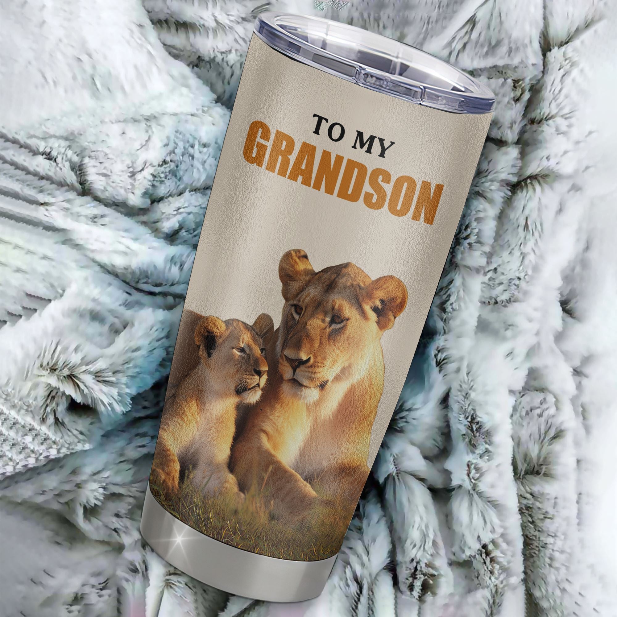 Personalized To My Grandson Tumbler Cup From Grandma Granny Whenever You Fell Overwhelmed Lion Grandson Birthday Gifts Graduation Christmas Custom Travel Mug | teecentury