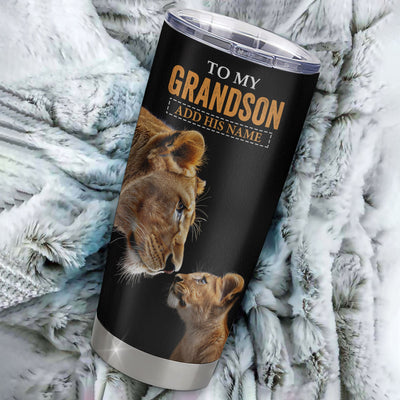 Personalized To My Grandson Tumbler From Grandma Gigi You Will Never Lose Lion Grandson Birthday Gifts Graduation Christmas Custom Stainless Steel Cup Travel Mug | teecentury