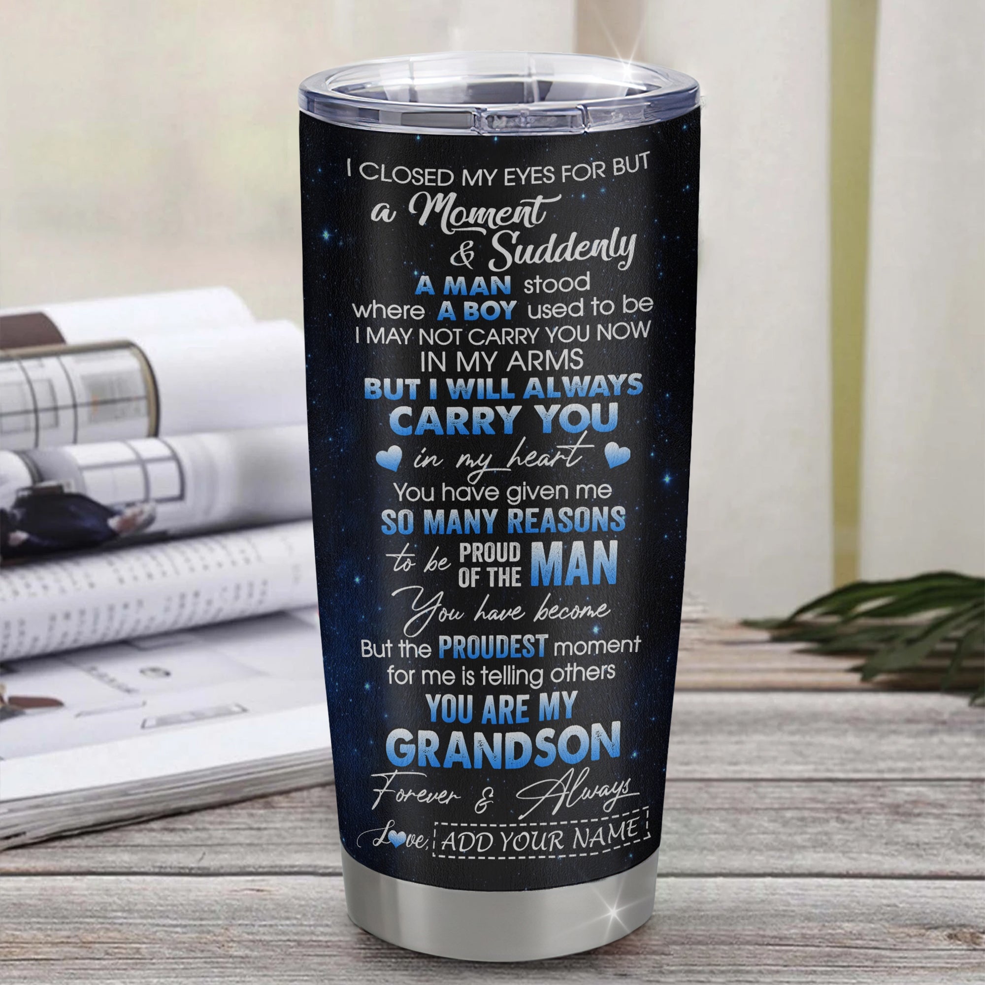 Personalized To My Grandson Tumbler From Grandma Grandpa I Close My Eyes White Tiger Grandson Birthday Gifts Graduation Christmas Sentimental Gift Stainless Mug | teecentury