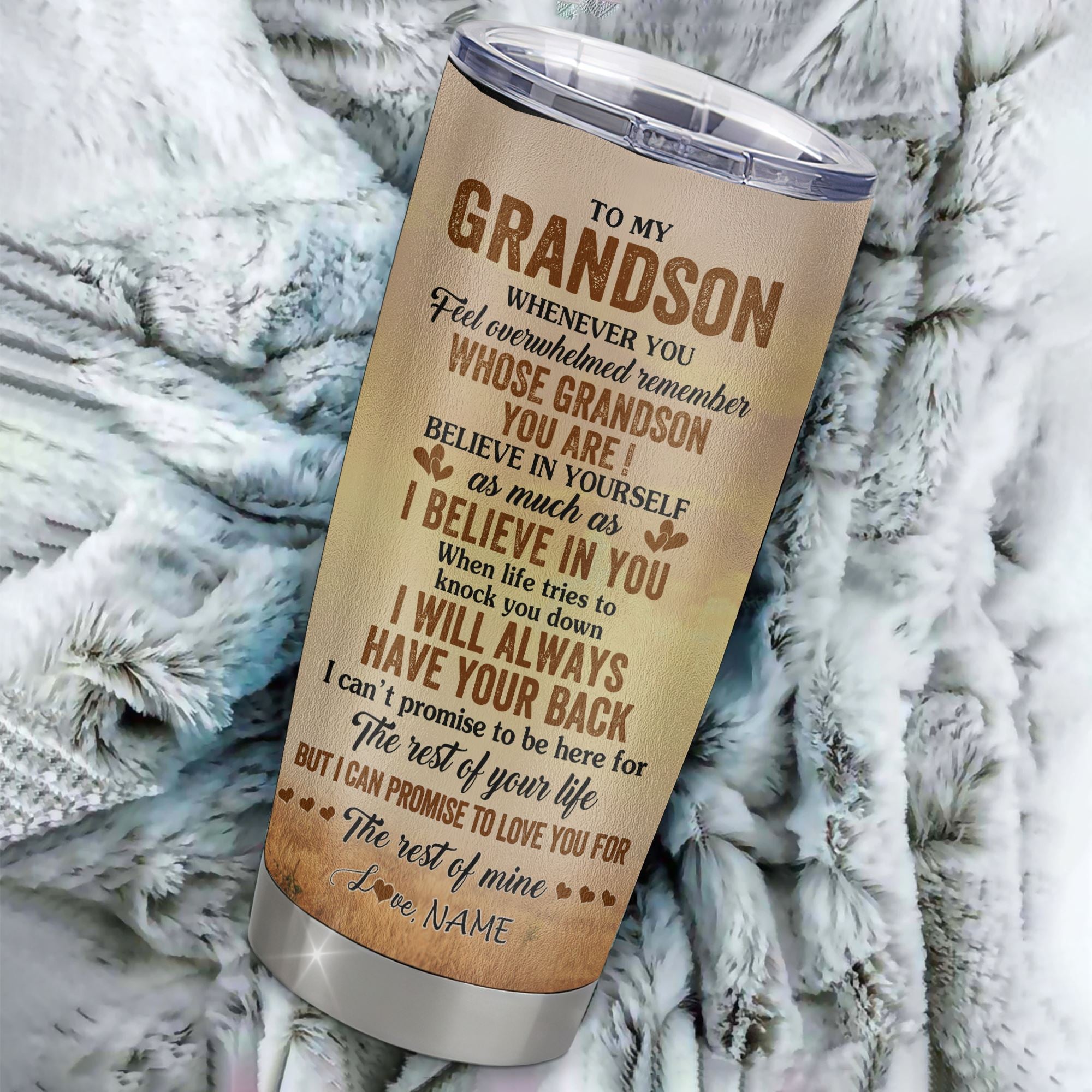 Personalized To My Grandson Tumbler From Grandma Grandpa Stainless Steel Cup Whenever You Feel Horse Grandson Birthday Gifts Graduation Christmas Custom Travel Mug | teecentury