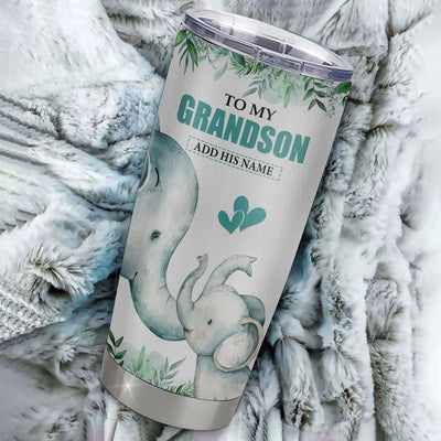 Personalized To My Grandson Tumbler From Grandma Grandpa You Will Never Lose Elephant Grandson Birthday Gifts Graduation Christmas Custom Stainless Steel Cup Travel Mug | teecentury