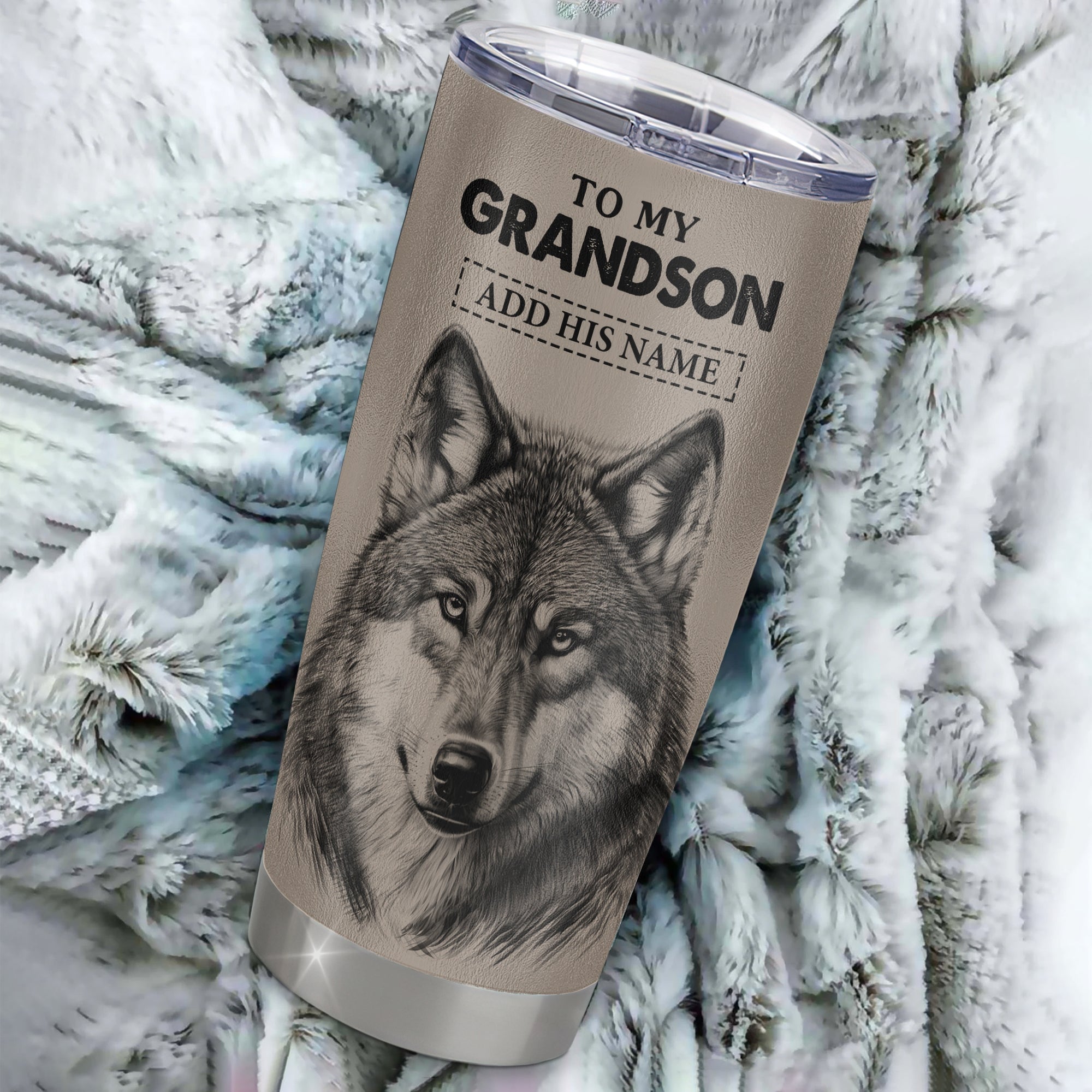 Personalized To My Grandson Tumbler From Grandma Nana Wolf Braver Stronger Smarter Grandson Birthday Graduation Christmas Custom Stainless Steel Cup Travel Mug | teecentury