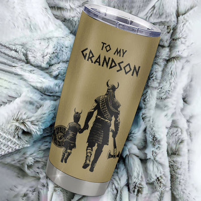 Personalized To My Grandson Tumbler From Grandpa Pops Stainless Steel Cup You Will Never Lose Viking Grandson Birthday Gifts Graduation Christmas Custom Travel Mug | teecentury