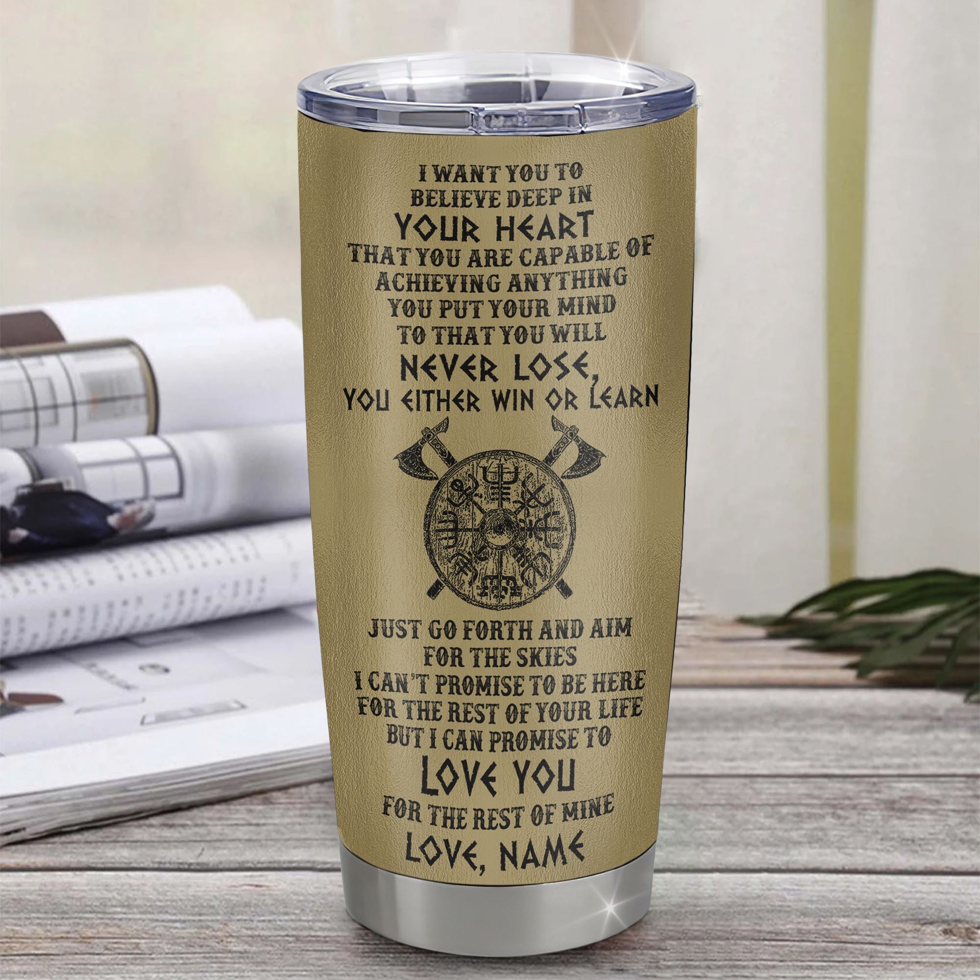 Personalized To My Grandson Tumbler From Grandpa Pops Stainless Steel Cup You Will Never Lose Viking Grandson Birthday Gifts Graduation Christmas Custom Travel Mug | teecentury