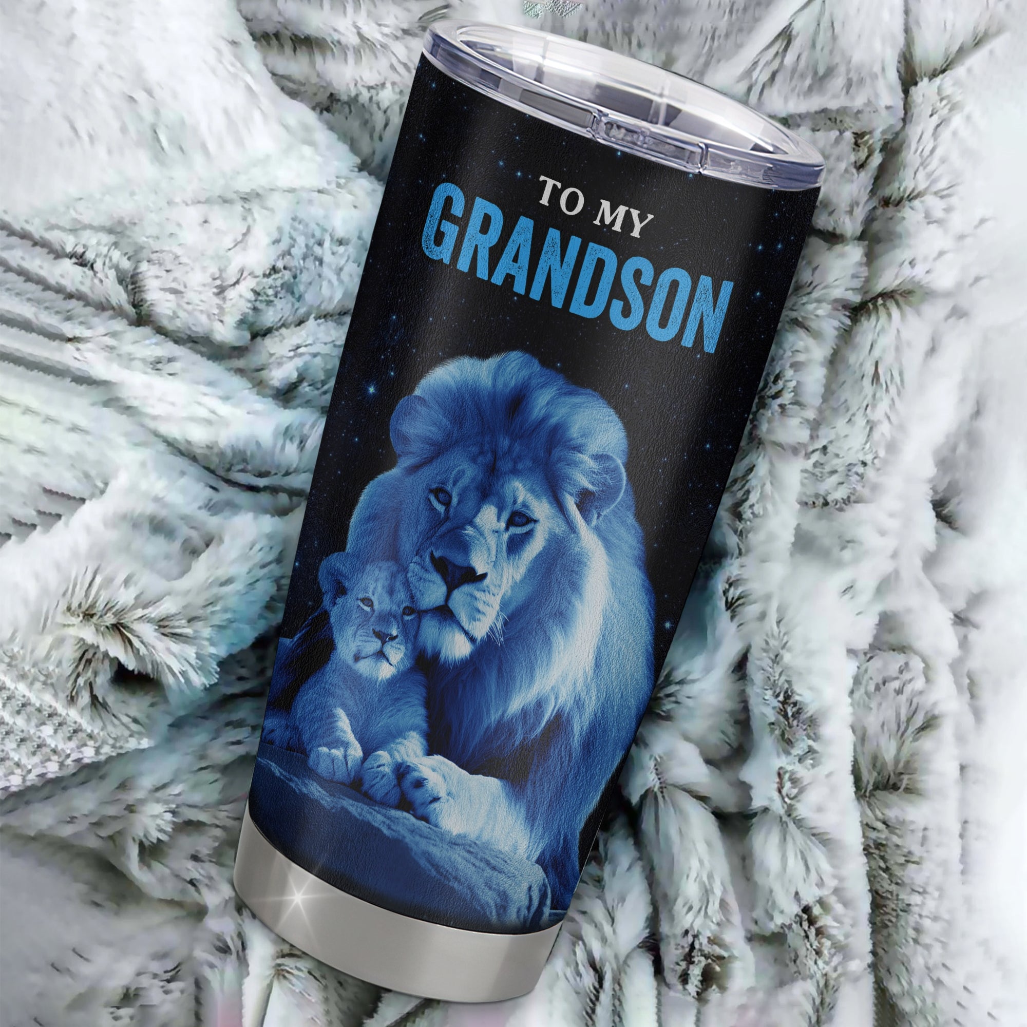 Personalized To My Grandson Tumbler From Papa Grandpa Stainless Steel Cup I Love You This Old Lion Grandson Birthday Graduation Christmas Travel Mug | teecentury