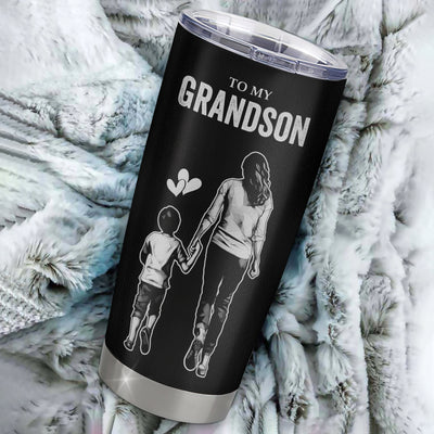 Personalized To My Grandson Tumbler Stainless Steel Cup I Love You Forever From Grandma Grandson Birthday Gifts Christmas Thanksgiving Graduation Custom Travel Mug | teecentury