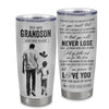 Personalized To My Grandson Tumbler You Will Never Lose From Papa Grandpa Grandson Birthday Gifts Graduation Christmas Custom Stainless Steel Cup Travel Mug | teecentury