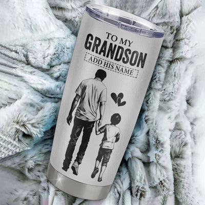 Personalized To My Grandson Tumbler You Will Never Lose From Papa Grandpa Grandson Birthday Gifts Graduation Christmas Custom Stainless Steel Cup Travel Mug | teecentury