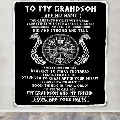 Personalized To My Grandson Viking Blanket From Papa My Grandson And My Friend Scandinavian Norse Grandson Birthday Gifts Christmas Customized Fleece Blanket | teecentury