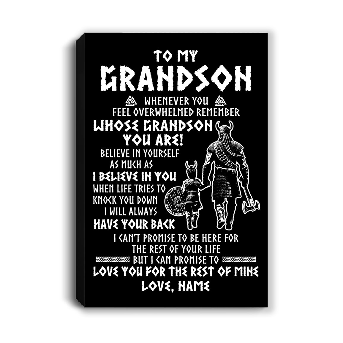Personalized To My Grandson Viking Canvas From Grandpa Whenever You Feel Overwhelmed Grandson Birthday Gifts Graduation Christmas Custom Wall Art Print Framed Canvas | teecentury