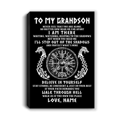 Personalized To My Grandson Viking Canvas Never Feel You Are Alone Odin Scandinavian Norse Runes Birthday Gifts Christmas Custom Wall Art Print Framed Canvas | teecentury