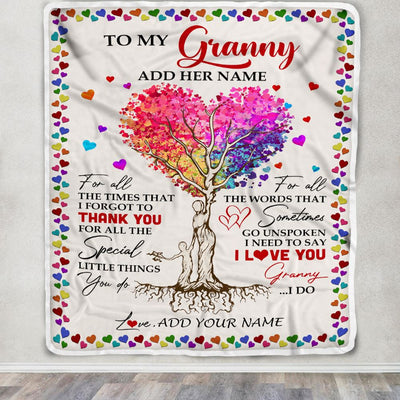 Personalized To My Granny Blanket From Grandkids Colorful Tree Thank You For All Granny Birthday Gifts Mothers Day Christmas Customized Fleece Throw Blanket | teecentury