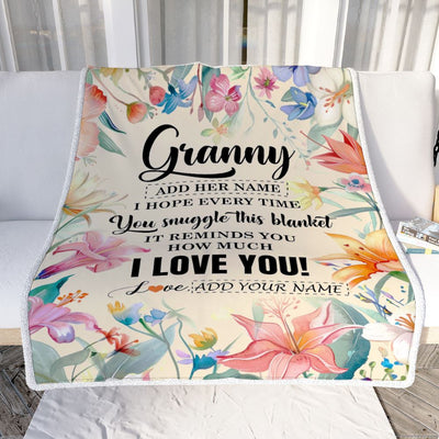 Personalized To My Granny Blanket From Grandkids Grandson Floral I Love You Great Granny Birthday Gifts Mothers Day Christmas Customized Fleece Blanket | teecentury