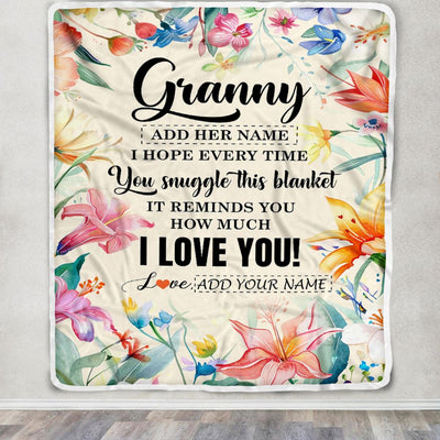 Personalized To My Granny Blanket From Grandkids Grandson Floral I Love You Great Granny Birthday Gifts Mothers Day Christmas Customized Fleece Blanket | teecentury