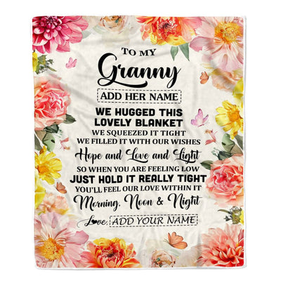 Personalized To My Granny Blanket From Grandkids Grandson Floral We Hugged This Lovely Granny Birthday Gifts Mothers Day Christmas Customized Fleece Blanket | teecentury