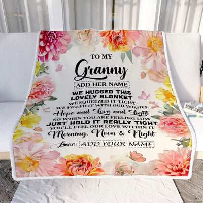 Personalized To My Granny Blanket From Grandkids Grandson Floral We Hugged This Lovely Granny Birthday Gifts Mothers Day Christmas Customized Fleece Blanket | teecentury