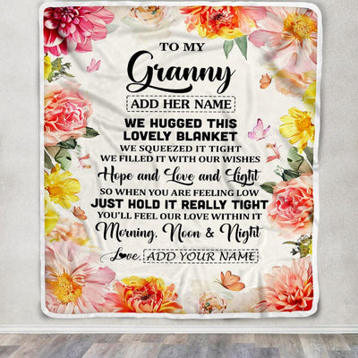 Personalized To My Granny Blanket From Grandkids Grandson Floral We Hugged This Lovely Granny Birthday Gifts Mothers Day Christmas Customized Fleece Blanket | teecentury