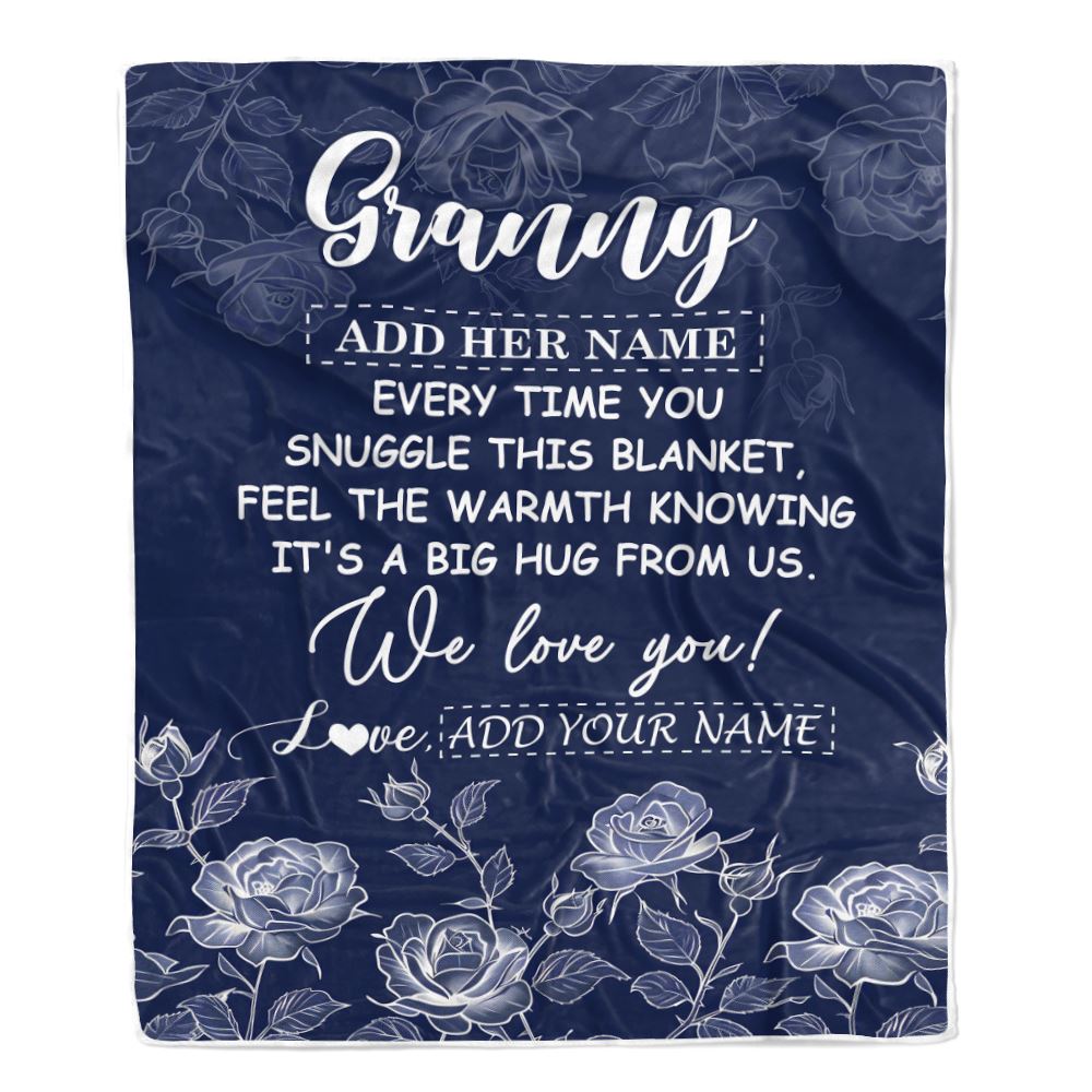 Personalized To My Granny Gifts Blanket From Granddaughter Grandson Blue Flower Love You Birthday Gifts For Granny Mothers Day Christmas Granny Fleece Blanket | teecentury