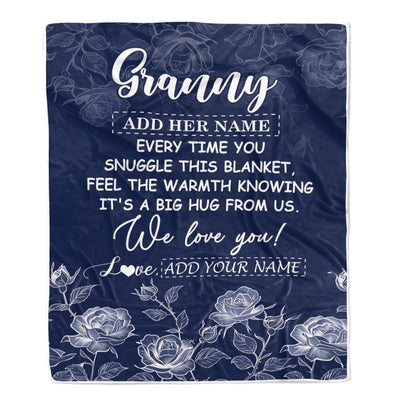 Personalized To My Granny Gifts Blanket From Granddaughter Grandson Blue Flower Love You Birthday Gifts For Granny Mothers Day Christmas Granny Fleece Blanket | teecentury