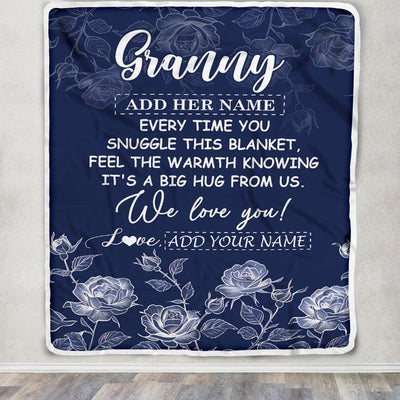 Personalized To My Granny Gifts Blanket From Granddaughter Grandson Blue Flower Love You Birthday Gifts For Granny Mothers Day Christmas Granny Fleece Blanket | teecentury