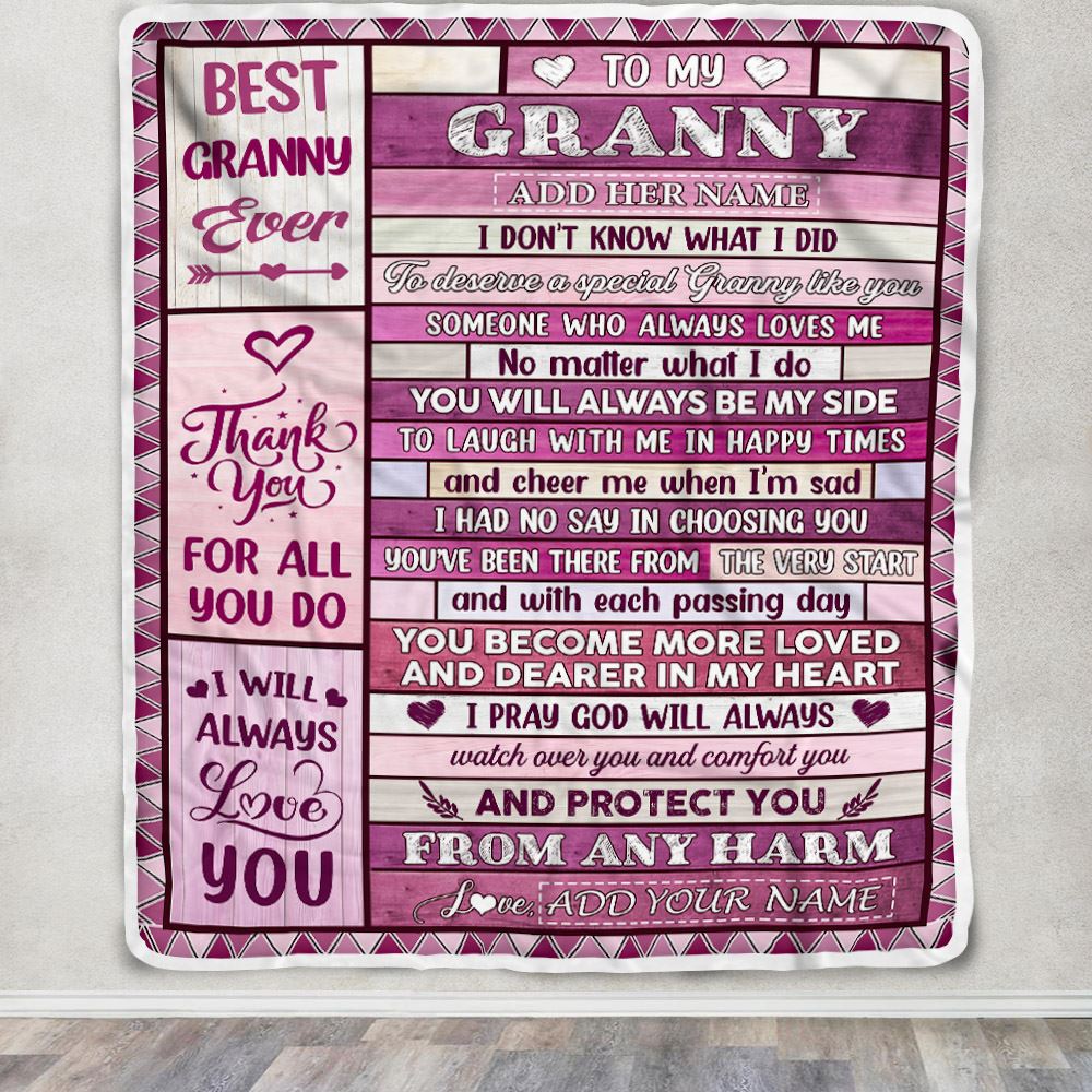 Personalized To My Granny Gifts Blanket From Granddaughter Grandson Wood Thank You For All Gifts For Granny Mothers Day Birthday Christmas Fleece Blanket | teecentury