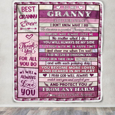 Personalized To My Granny Gifts Blanket From Granddaughter Grandson Wood Thank You For All Gifts For Granny Mothers Day Birthday Christmas Fleece Blanket | teecentury