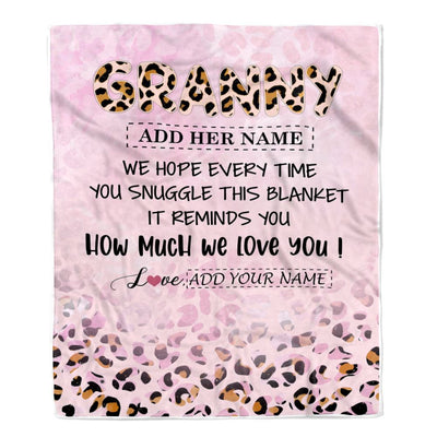 Personalized To My Granny Gifts From Granddaughter Blanket Pink Leopard Happy Birthday Gifts For Granny Mothers Day Christmas Customized Fleece Blanket | teecentury
