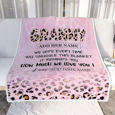 Personalized To My Granny Gifts From Granddaughter Blanket Pink Leopard Happy Birthday Gifts For Granny Mothers Day Christmas Customized Fleece Blanket | teecentury