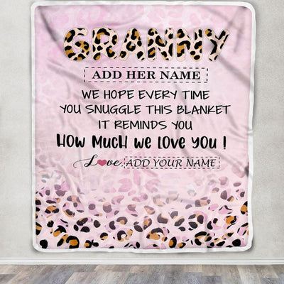 Personalized To My Granny Gifts From Granddaughter Blanket Pink Leopard Happy Birthday Gifts For Granny Mothers Day Christmas Customized Fleece Blanket | teecentury