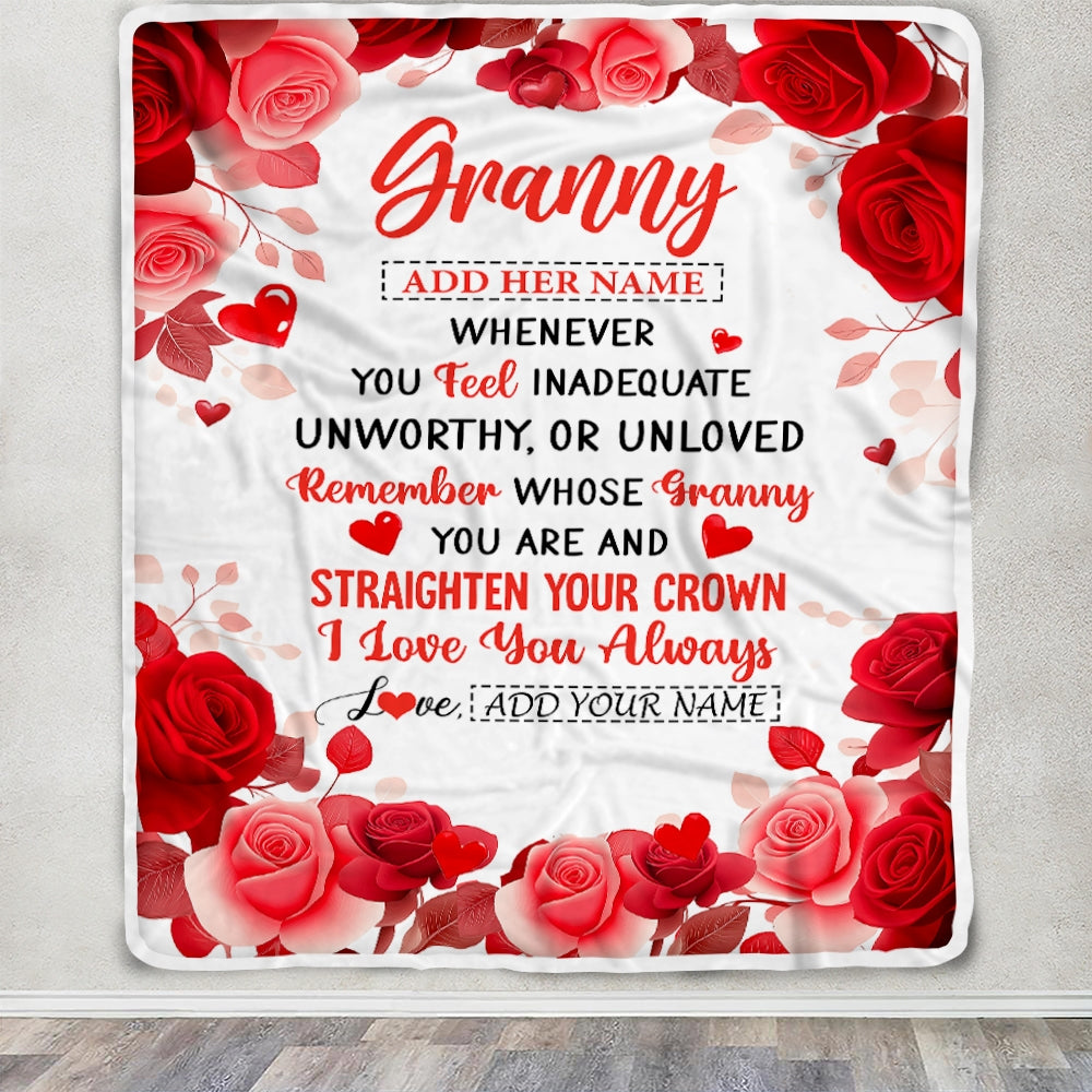 Personalized To My Granny Gifts From Granddaughter Blanket Rose Flower Anniversary Birthday Gifts Granny Mothers Day Christmas Custom Fleece Blanket | teecentury
