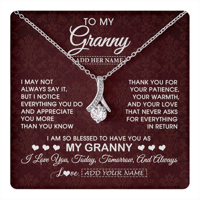 Alluring Beauty Necklace 14K White Gold Finish | 1 | Personalized To My Granny Gifts From Granddaughter Necklace Meaningful Jewelry Pendant Gifts For Granny Mothers Day Birthday Christmas Gift Box Message Card | https://teecentury.