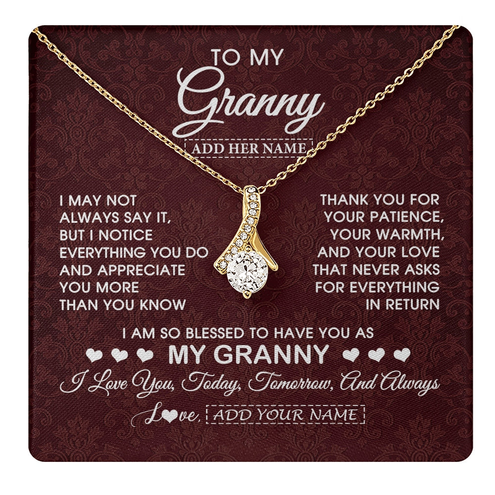 Alluring Beauty Necklace 18K Yellow Gold Finish | 1 | Personalized To My Granny Gifts From Granddaughter Necklace Meaningful Jewelry Pendant Gifts For Granny Mothers Day Birthday Christmas Gift Box Message Card | https://teecentury.