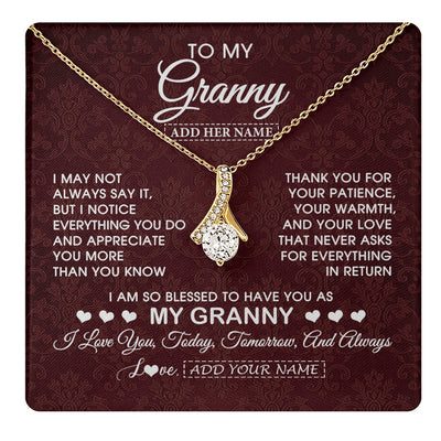 Alluring Beauty Necklace 18K Yellow Gold Finish | 1 | Personalized To My Granny Gifts From Granddaughter Necklace Meaningful Jewelry Pendant Gifts For Granny Mothers Day Birthday Christmas Gift Box Message Card | https://teecentury.