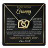 Interlocking Hearts Necklace 18K Yellow Gold Finish | 1 | Personalized To My Granny Gifts Necklace From Granddaughter GrandsonGrateful Thank You Granny Birthday Mothers Day Jewelry Customized Gift Box Message Card | teecentury