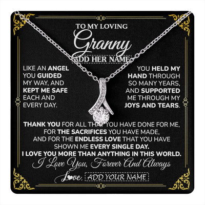 Alluring Beauty Necklace 14K White Gold Finish | 1 | Personalized To My Granny Necklace Gifts Meaningful Gift To Granny From Granddaughter Without You There Is No Me Mothers Day Birthday Gift Box Message Card | https://teecentury.