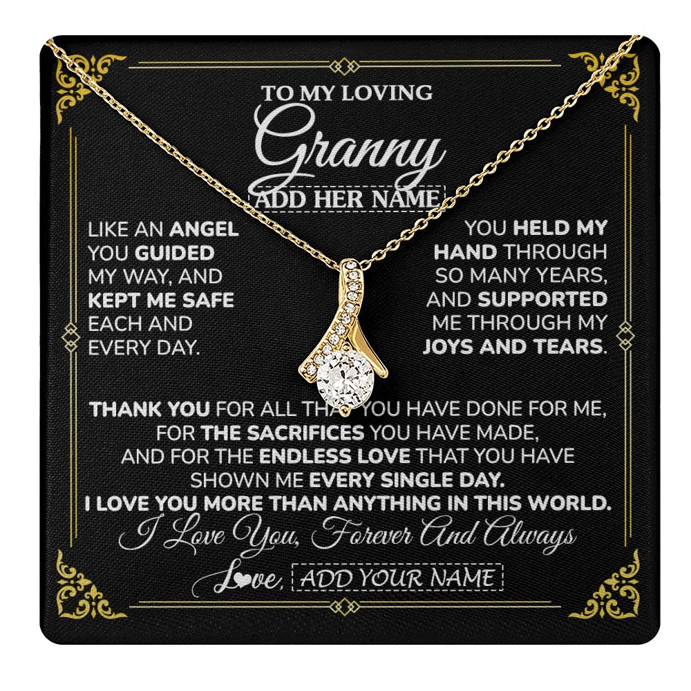 Alluring Beauty Necklace 18K Yellow Gold Finish | 1 | Personalized To My Granny Necklace Gifts Meaningful Gift To Granny From Granddaughter Without You There Is No Me Mothers Day Birthday Gift Box Message Card | https://teecentury.