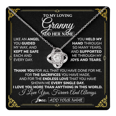 Love Knot Necklace 14K White Gold Finish | 1 | Personalized To My Granny Necklace Gifts Meaningful Gift To Granny From Granddaughter Without You There Is No Me Mothers Day Birthday Gift Box Message Card | https://teecentury.