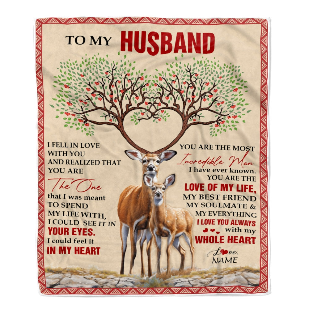 Personalized To My Husband Blanket From Wife Deer You Are The Love Of My Life Husband Birthday Wedding Anniversary Christmas Customized Fleece Blanket Blanket | Teecentury.com
