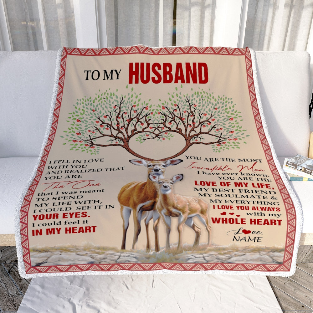 Personalized To My Husband Blanket From Wife Deer You Are The Love Of My Life Husband Birthday Wedding Anniversary Christmas Customized Fleece Blanket Blanket | Teecentury.com