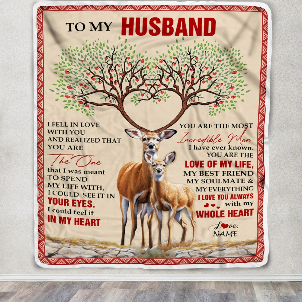 Personalized To My Husband Blanket From Wife Deer You Are The Love Of My Life Husband Birthday Wedding Anniversary Christmas Customized Fleece Blanket Blanket | Teecentury.com