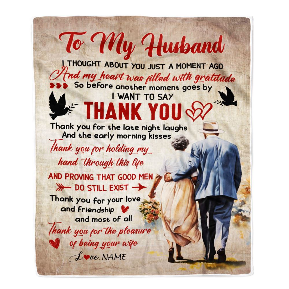 Personalized To My Husband Blanket From Wife Thank You Birthday Gift For Husband Best Romantic Wedding Valentines Day Christmas Customized Fleece Throw Blanket | teecentury