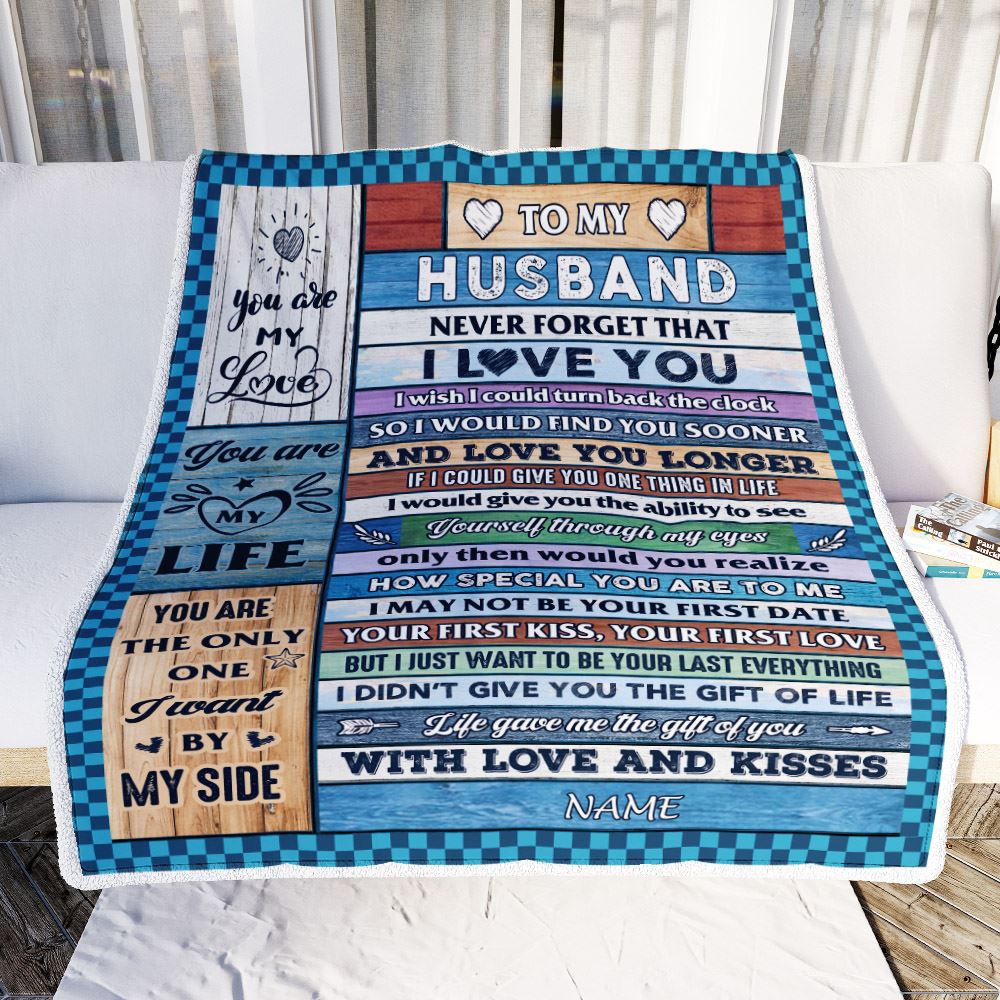 Personalized To My Husband Blanket From Wife Wood I Love You Husband Birthday Anniversary Romantic Valentines Day Christmas Customized Fleece Throw Blanket | teecentury