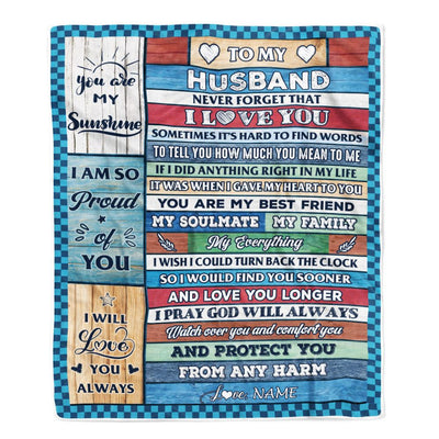 Personalized To My Husband Blanket From Wife Wood My Souldmate Husband Birthday Wedding Anniversary Valentines Christmas Customized Gift Fleece Blanket | teecentury