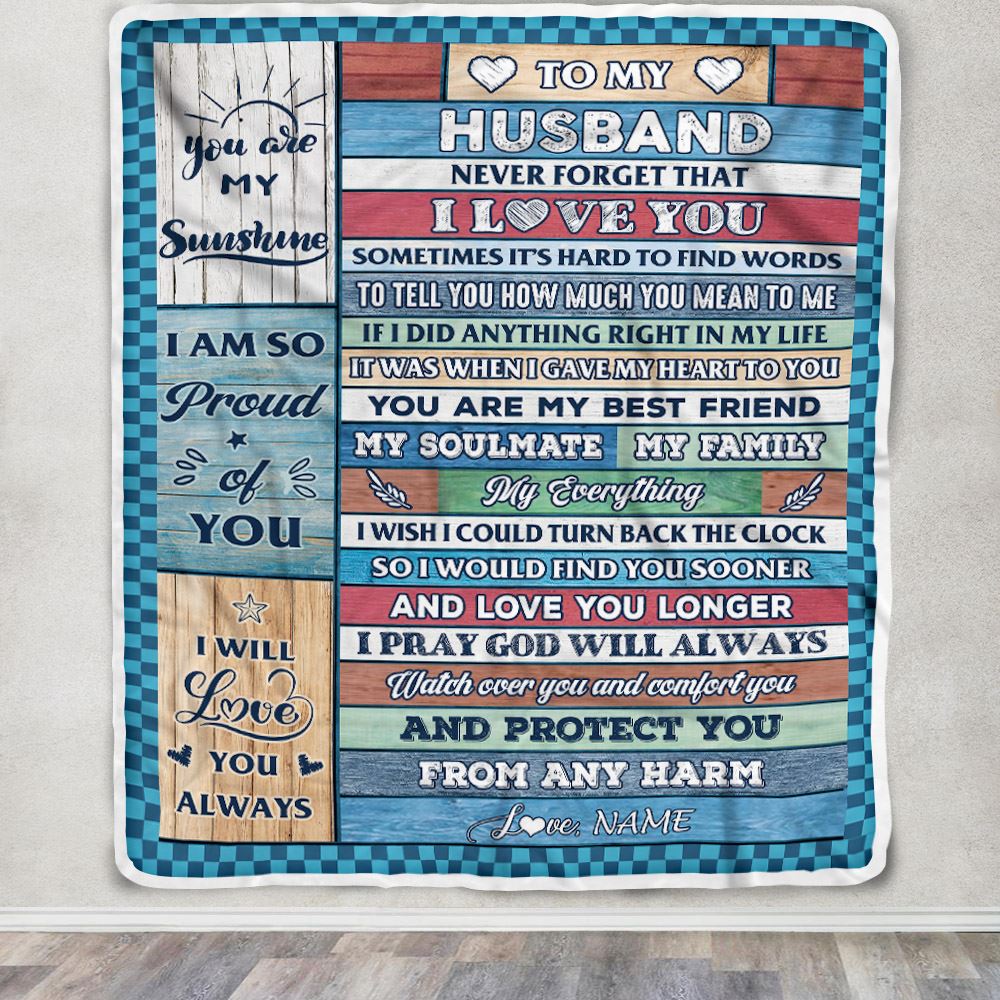 Personalized To My Husband Blanket From Wife Wood My Souldmate Husband Birthday Wedding Anniversary Valentines Christmas Customized Gift Fleece Blanket | teecentury