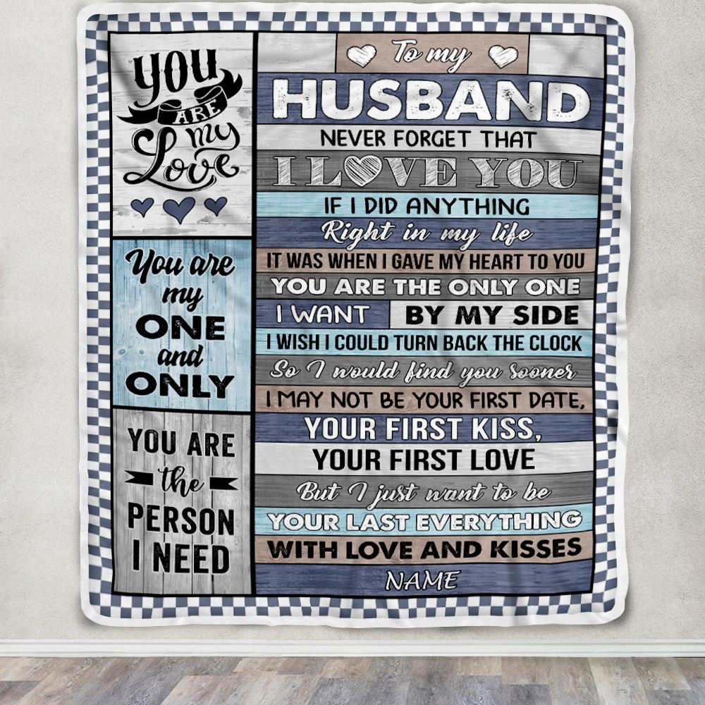 Personalized To My Husband Blanket From Wife Wood You Are My Love Husband Birthday Wedding Anniversary Valentines Christmas Customized Gift Fleece Blanket | teecentury