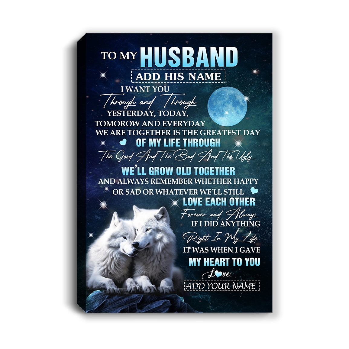 Personalized To My Husband Canvas From Wife I Want You Wolf Husband Birthday Gifts For Him Anniversary Romantic Valentines Christmas Custom Wall Art Framed Canvas | teecentury
