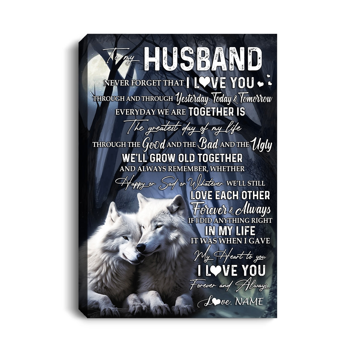 Personalized To My Husband Canvas From Wife Wolf Never Forget That I Love You Husband Birthday Wedding Anniversary Christmas Custom Wall Art Print Framed Canvas | teecentury